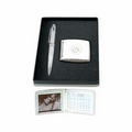 Bifold Gift Set Includes Picture Frame/ Calendar & Shiny Chrome Stripe Pen